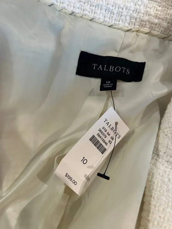 Cream Bouclé Blazer with Black Trim - Jacket Blazer Talbots size 10 NWT - Picture 4 of 4